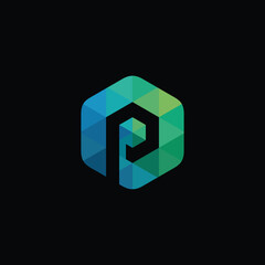 Geometric Hexagon Letter P Logo Design Vector Template