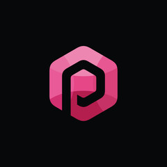 Hexagon Letter P Logo Design Vector Template