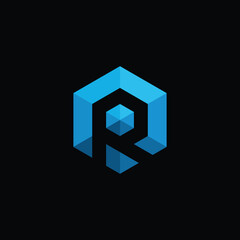 Geometric Hexagon Letter R Logo Design Vector Template