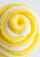 Close-up of Yellow and White Spiral Candy