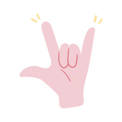 hand gesture, sign or symbol of rock. flat design illustration