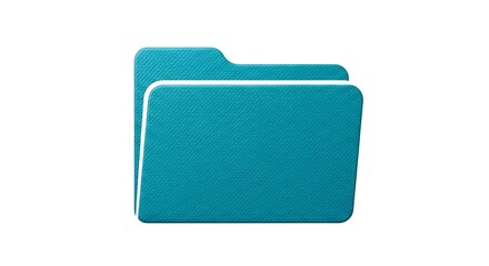 A simple illustration of a turquoise folder icon with a white background in a digital style