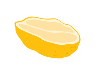 Lemon citrus fruit isolated. Lemon slice illustration in cartoon style.