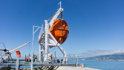 life boats in a italian maritime center for training