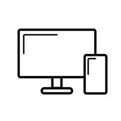 パソコンとスマホのアイコン　モノクロ　素材　イラスト