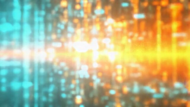 Futuristic digital cityscape reflecting on dark surface