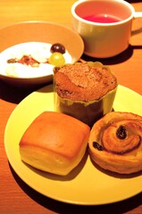 Breakfast at hotel restaurant in Tokyo, Japan 