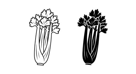 Celery Outline And Silhouette