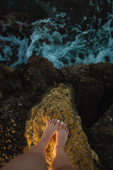 ocean shore at sunset with sun and summer evening atmosphere. Turkish culture and nature. Dream and...