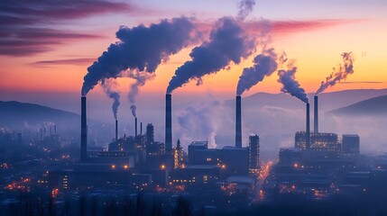 A sprawling city landscape consumed by airborne toxins, with the atmosphere choked by vehicle and factory emissions.

