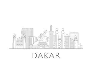 Dakar, Senegal, cityscape illustration skyline drawing