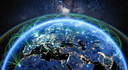Global Network: Earth Connected by Digital Infrastructure