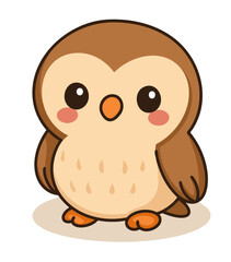 Cute owl illustration, designed in a cheerful kawaii style. Ideal for nature or bird-related content, perfect for children’s illustrations or wildlife projects.