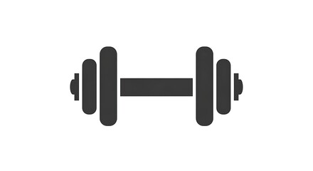 A simple graphic illustration of a dumbbell with weights on each side on a white background