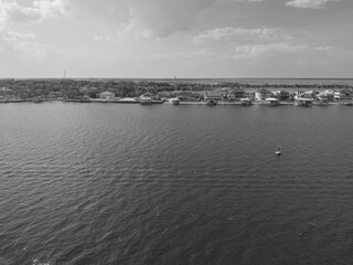modern villas in the river before entering in jacksonville harbour
