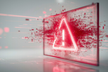 Cyber Attack Warning Concept with Red Alert Symbol and Digital Binary Code
