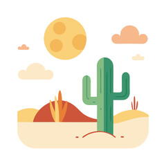 Sunny Desert Landscape Illustration