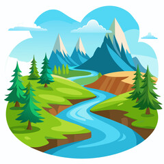Fototapeta premium Beautiful Natural River Landscape
