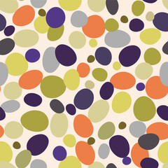 Seamless vector pattern with abstract colorful round shapes, suitable for children's design.