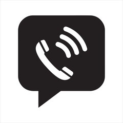 Phone call icon with speech bubble, communication symbol, telephone handset vector for contact and support