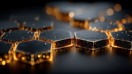 High-Tech Honeycomb Structure Symbolizing Divergent Thinking on Sleek Dark Background with Subtle Light Reflections