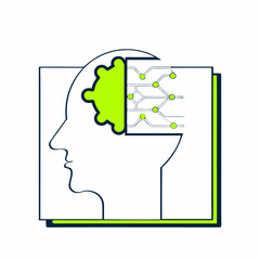 Artificial intelligence concept with brain and neural network isolated on white background