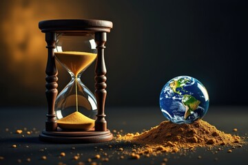Hourglass and Earth Globe: Time and Environmental Crisis