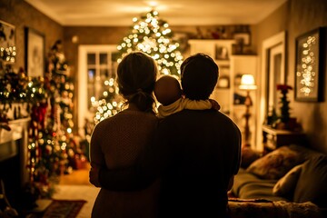 family couple in christmas day
