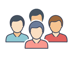 Fototapeta premium A clean vector icon of multiple user avatars representing a community or professional team.