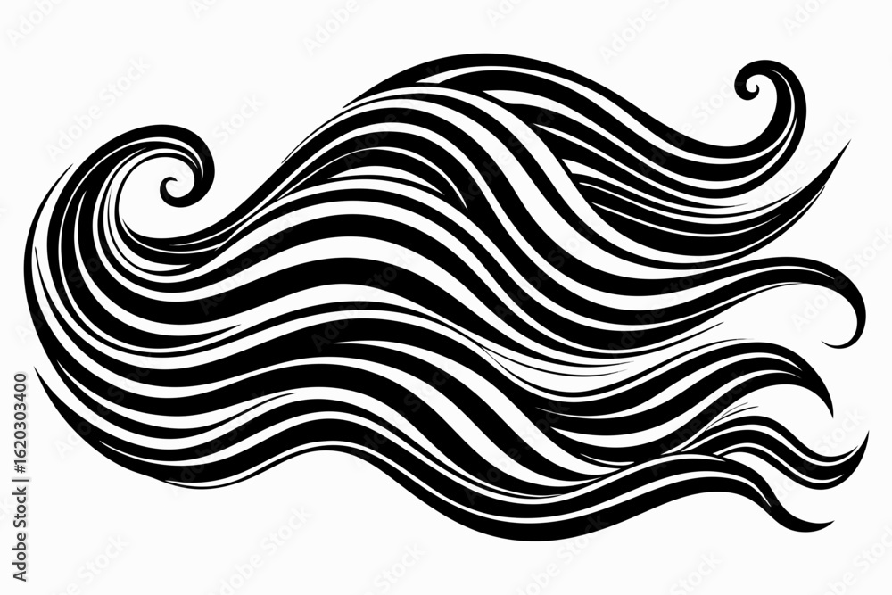 Poster dramatic flowing swirls in monochrome create a modern, dynamic abstract design, perfect for adding a