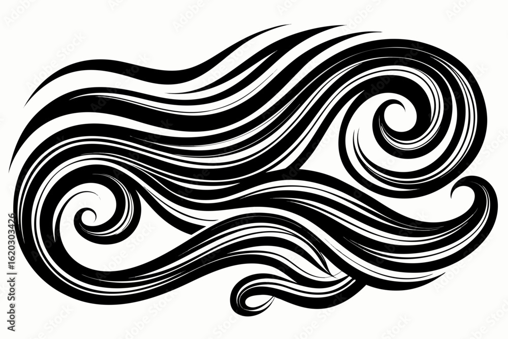 Poster dynamic abstract swirl design with bold flowing lines for creative projects, modern artistic backdro