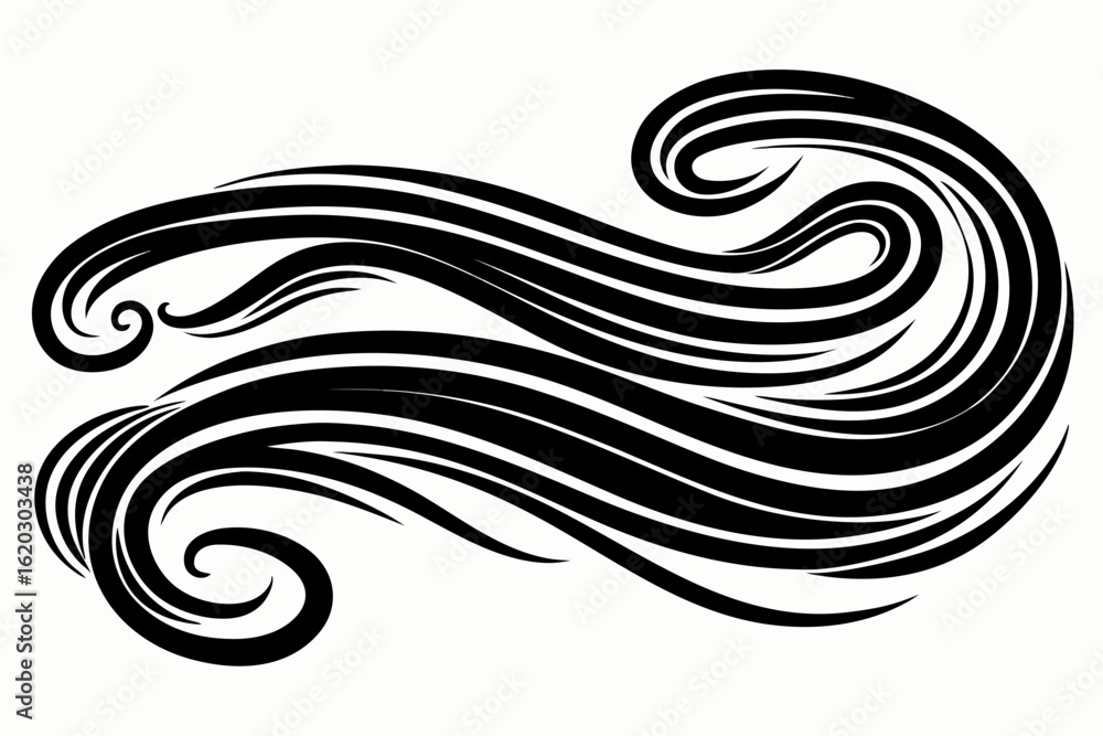Poster elegant flowing swirls with dynamic movement, ideal for modern designs and creative projects, a styl