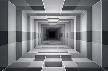 Obraz premium Endless Corridor: A striking, abstract perspective of a meticulously designed architectural hallway. The monochromatic color palette and precise geometry create a sense of depth and visual intrigue.
