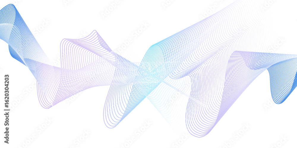 Poster dynamic sound wave isolated on white background. musical particle pulsing. blue energy flow concept.