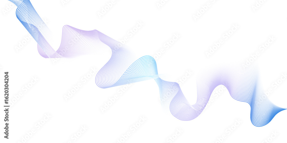 Poster dynamic sound wave isolated on white background. musical particle pulsing. blue energy flow concept.