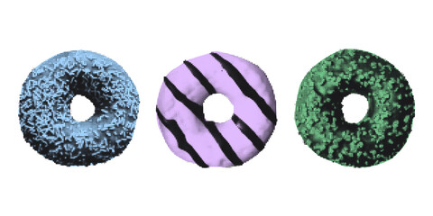 Pop art collage with donuts. Halftone style. Perfect for sticker, menu, streetwear designs, zines, editorial covers, poster art, album visuals, social media