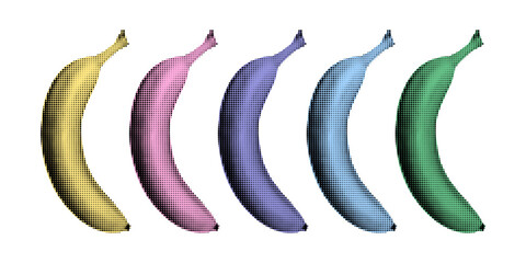Pop art collage with bananas. Halftone style. Perfect for sticker, menu, streetwear designs, zines, editorial covers, poster art, album visuals, social media