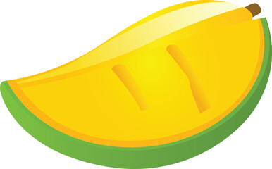 Vector green mango slice in a flat design isolated on transparent background