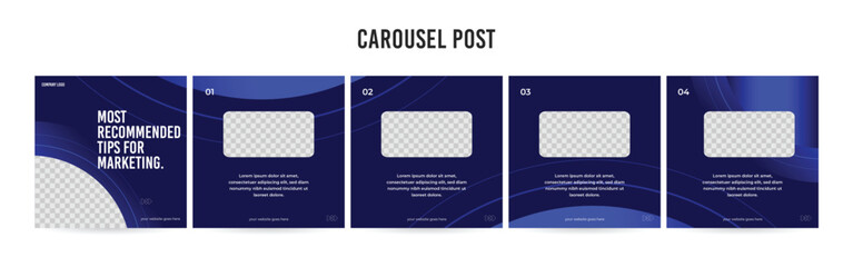 Editable Instagram Carousel Post Layout Set, Social Media Marketing microblog template design, tips & tricks linkedin post template, eps 10.	