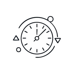 Clock Face with Rotation Arrows Illustrating Time Cycle and Process Flow on Black Background