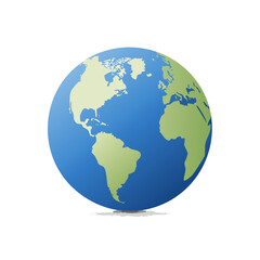 Earth globe illustration showing continents and oceans world map vector design for global travel environment ecology and science concepts