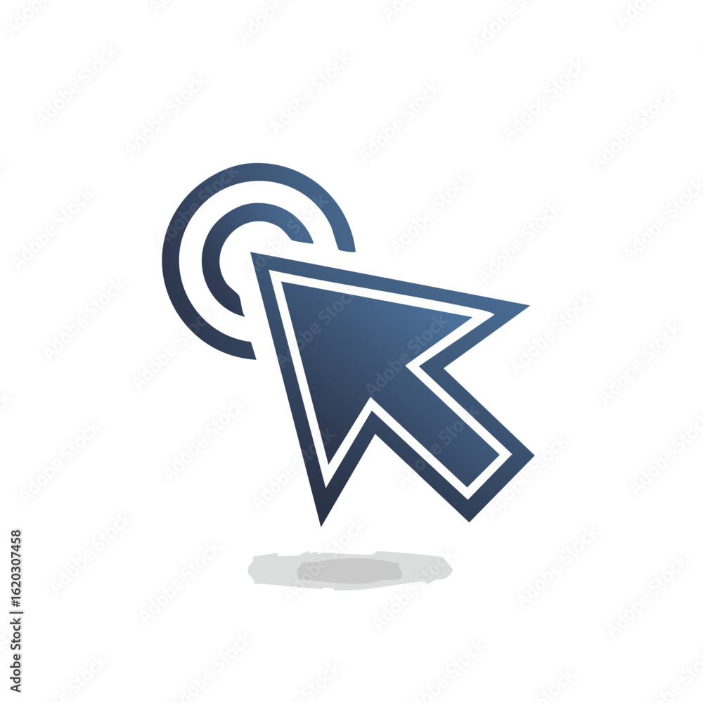 Aufkleber pointer arrow clicking target on black background interface interaction cursor vector