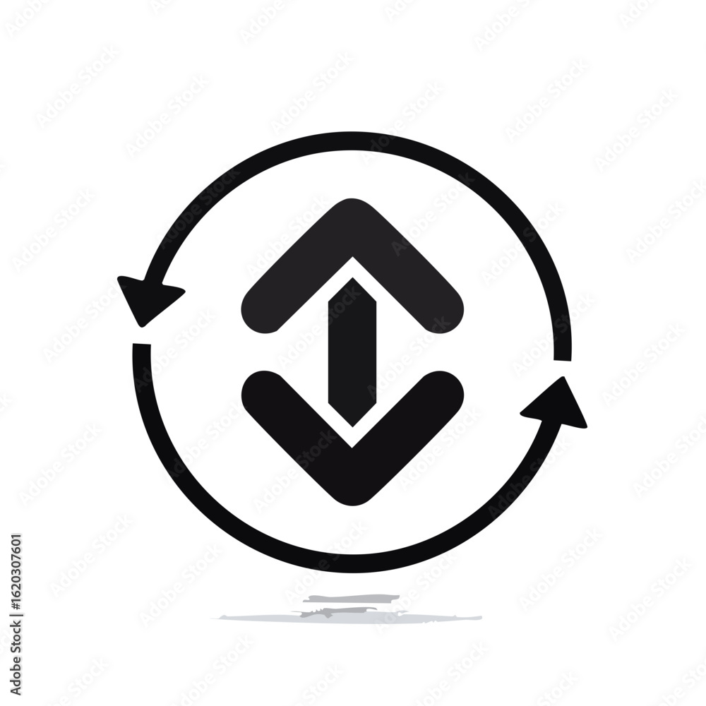 Poster refresh sync arrows circulation icon. up and down arrow exchange cycle reload. data synchronization 