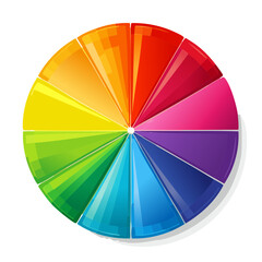 Obraz premium Vivid color wheel diagram with gradient rainbow spectrum for learning and design resources