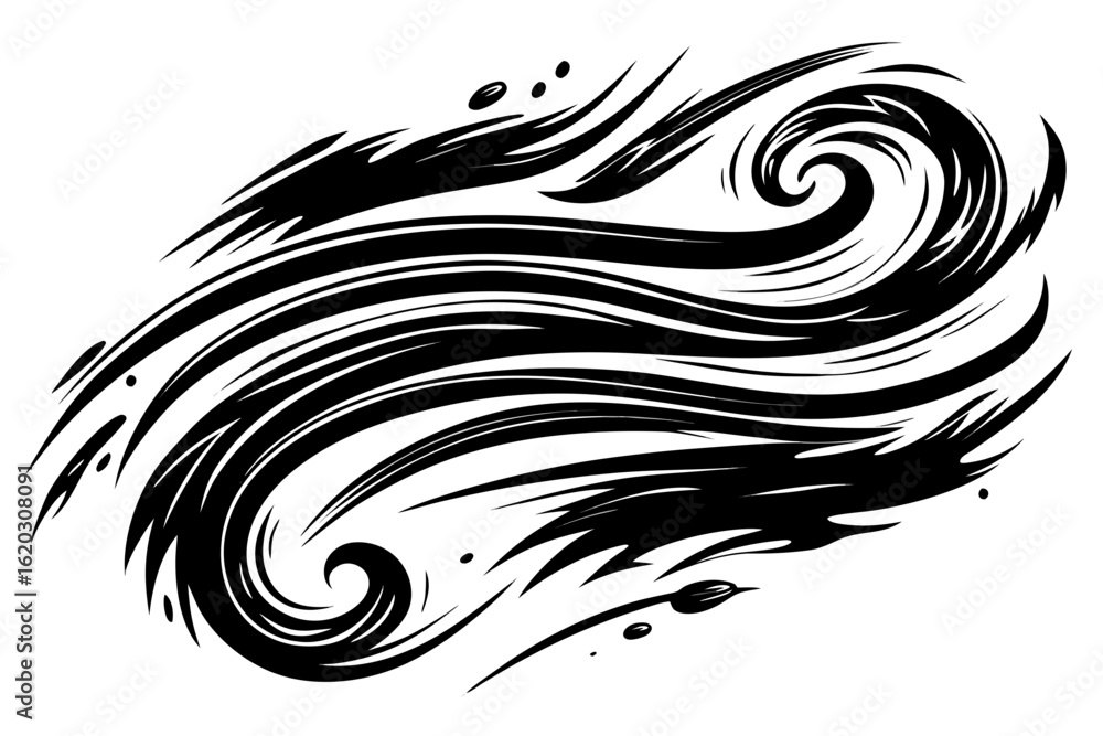 Poster dynamic vector swirls with flowing lines, perfect for modern designs, artistic projects, and abstrac