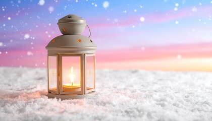 Winter lantern in snow
