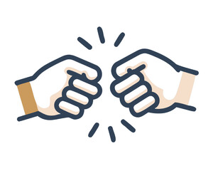 Obraz premium A simple vector icon of two hands in a fist bump gesture symbolizing teamwork and agreement.