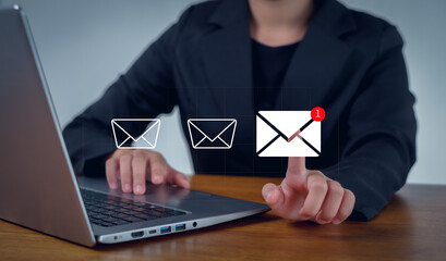 New email notification concept for business e-mail communication and digital marketing. Inbox receiving electronic message alert.
