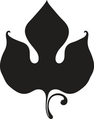 Elegant, stylized black and white line drawing of a fig leaf silhouette vector illustration
