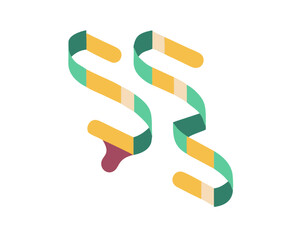 Vector icon of a colorful striped party streamer for festive celebration design elements.